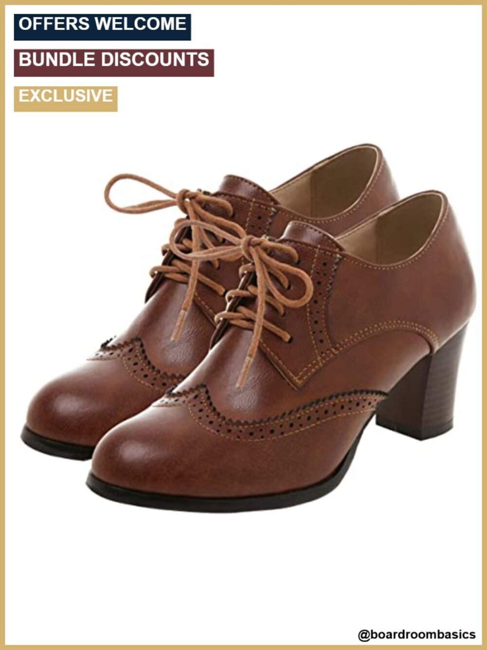 Chunky High Heels Wingtip Oxfords Lace Up Block Heel Vintage Brogues Pumps Shoes